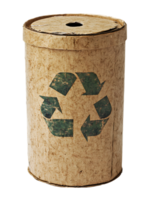 A close-up of a dedicated recycling bin, designed to collect discarded materials, symbolizing environmental responsibility. The image serves as a visual prompt to reuse and reduce waste. png
