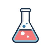 Erlenmeyer flask with pink liquid in lab setting vector