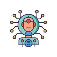 Colorful Icon Depicting Artificial Intelligence and Neural Network vector