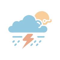 Thunderstorm with lightning and rain icon flat style vector