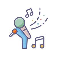 Microphone icon illustration with music notes on background vector