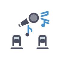 Microphone, Chairs, and Music Notes on Black Background vector