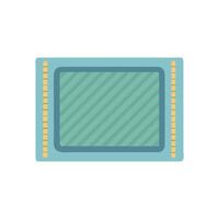 Stylized Teal Computer Chip Flat Lay Illustration vector