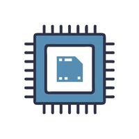 Cute cartoon style microchip or processor technology vector