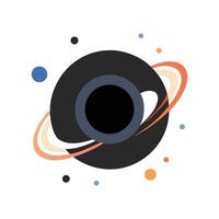 Abstract Space Planet Illustration with Rings on Black vector