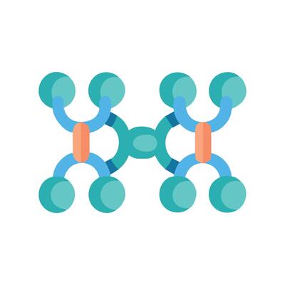 Abstract blue molecular structure on black background design