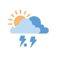 Severe Weather Sun, Clouds, Lightning on Black Background vector
