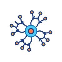 Stylized Neuron Cell with Dark Background Science Illustration vector