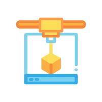 3D printer printing a cube Additive Manufacturing vector