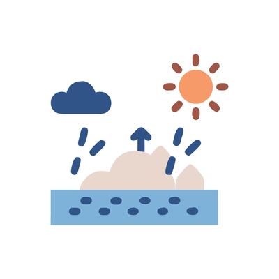 Groundwater Recharge Illustration Sun, Rain, and Water Table