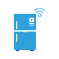 Smart refrigerator with wifi signal icon on black vector