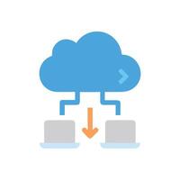 Cloud computing download data icon on black background vector