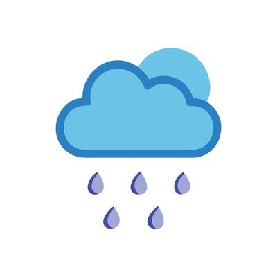 Cloud Raining with Sun Icon Illustration