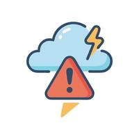 Thunderstorm Cloud with Exclamation Mark, Danger Weather Icon vector