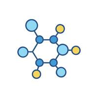 Colorful Molecular Structure Illustration on a Black Background. vector