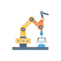 Flat Robotic Arm Illustration on Black Background vector