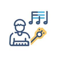 Musical performance with keyboard, guitar, and sheet music vector