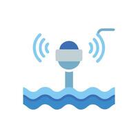 Ocean buoy with wireless signal on black background vector