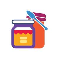 Stylized jam jars with spoon on a black background vector