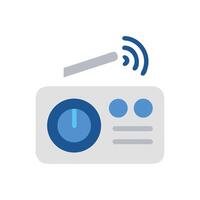 Simple gray radio receiver broadcasting signal flat icon vector