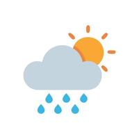 Partly Sunny with Rain Icon on Black Background vector