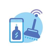 Smart cleaning app with robot vacuum connection concept vector