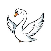 Cartoon swan with open wings isolated illustration art vector