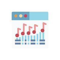 Music streaming analytics on a website application screen vector