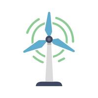 Wind turbine with energy waves. Clean energy source vector