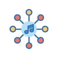 Music sharing network icon on black background vector