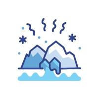 Iceberg, snow, and snowflake icon for polar climate vector