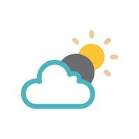 Partly Cloudy Weather Icon with Sun and Cloud vector
