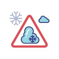 Winter weather warning icon snow and ice caution vector