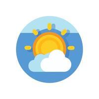 Flat Design Sun and Clouds Weather Icon Illustration vector