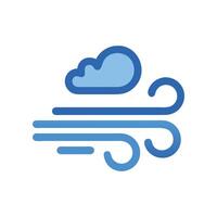 Windy weather icon with cloud isolated on black vector