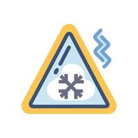 Caution Ice Risk Sign, Snowy Weather Warning, Hazard vector