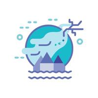 Abstract illustration of a flooded town around globe vector