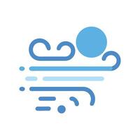 Windy Weather Icon in Blue on Black Background vector