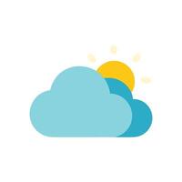 Stylized weather icon of sun peeking from clouds vector