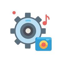 Creative settings with a gear, music, and camera vector