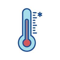 Cold temperature thermometer icon with snowflake indicator illustration vector