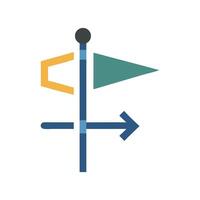 Signpost Icon with Flag, Arrow and Directional Indicator vector