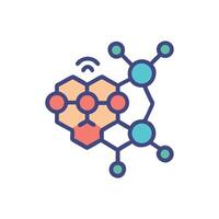 Decentralized Network Diagram Connected Nodes and Hexagons vector
