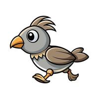 Cartoon Gray Bird Running with Crested Feathers Illustration vector