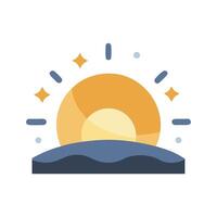 Sunrise over horizon, simple style on black vector
