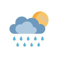 Cloud with rain and moon behind on black vector