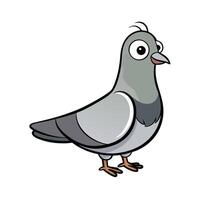 Cartoon pigeon illustration, gray bird with funny expression vector