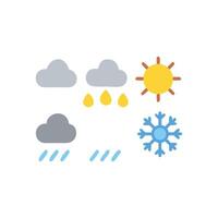 Weather Icons Sun, Clouds, Rain and Snow, Flat Design vector