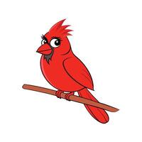 Cartoon Cardinal Bird on a Branch Isolated Illustration vector
