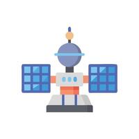 Cartoon Satellite with Solar Panels on Black Background vector